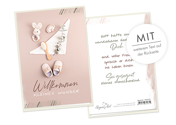 Faltkarte - Willkommen kleines Wunder (altrose) Faltkarte - Willkommen kleines Wunder (altrose)