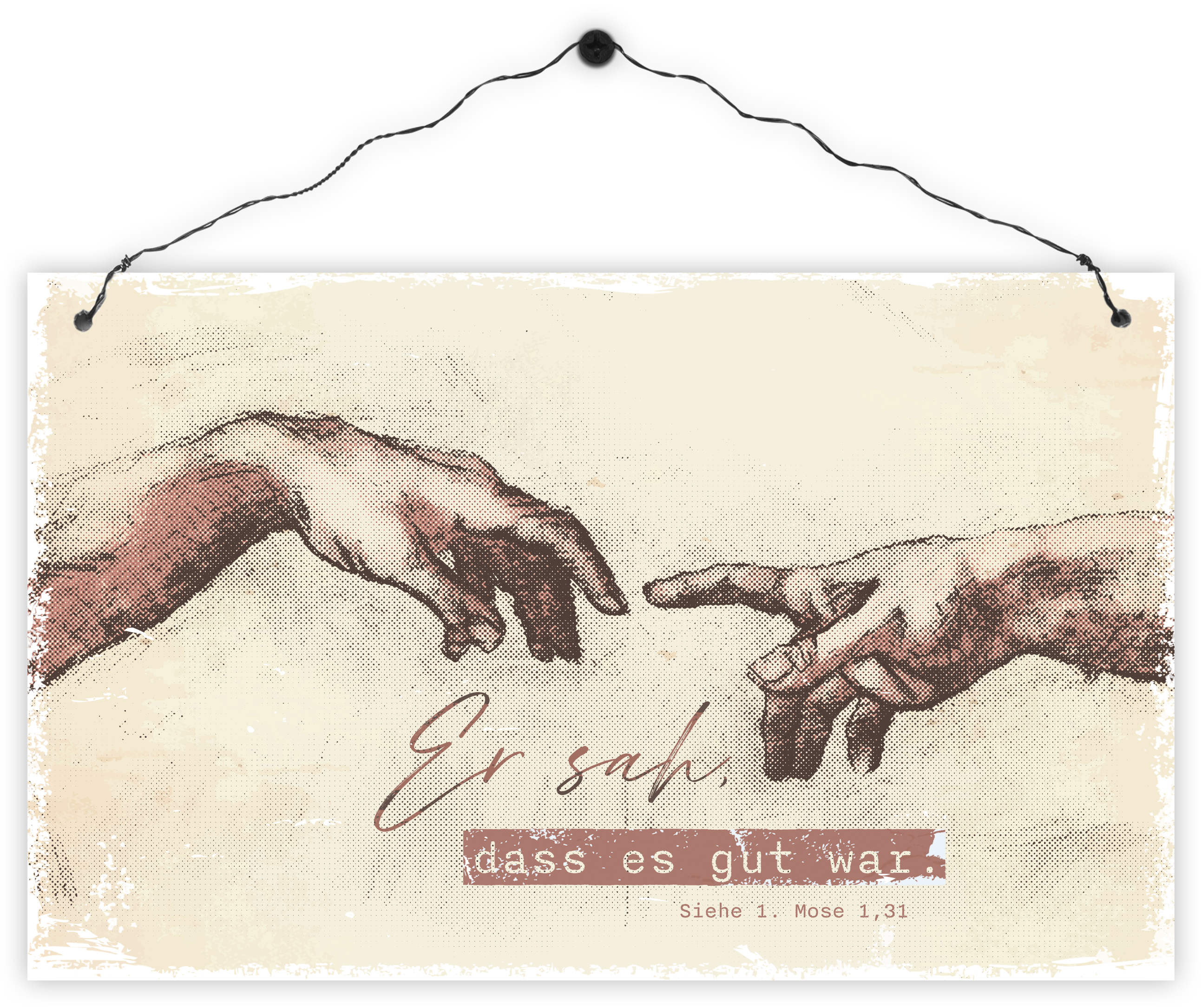 Holzschild rechteckig – Er sah Holzschild groß - Er sah, dass es gut war