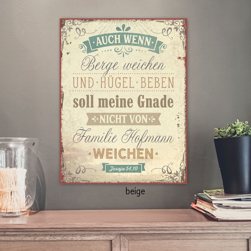 Persönliches Metallschild groß - Berge und Hügel Persönliches Metallschild groß - Berge und Hügel