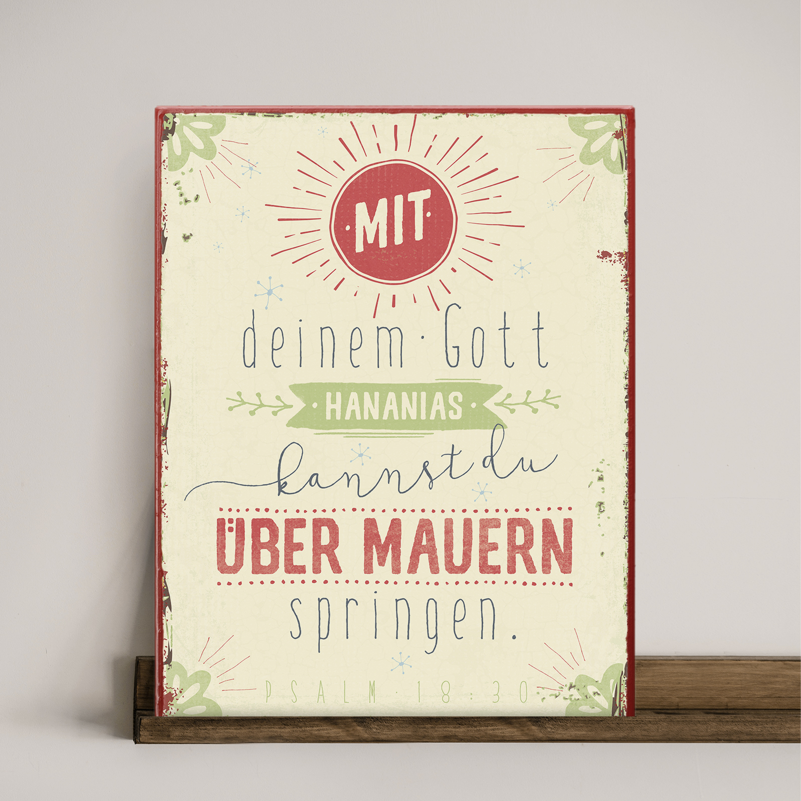 Persönliches Metallschild groß - Über Mauern springen