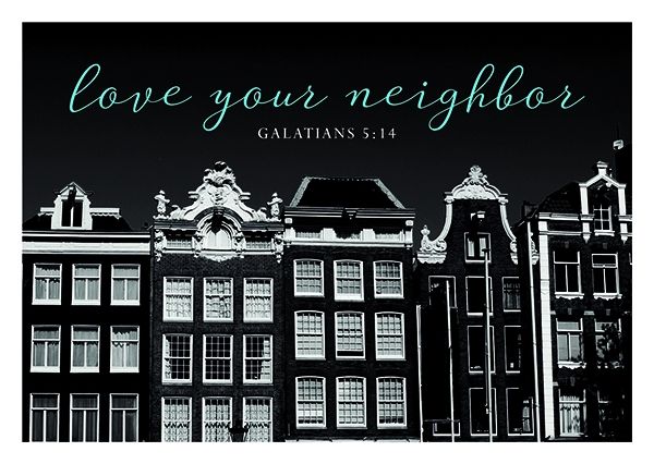 Postkarte Black & White - Love your neighbor