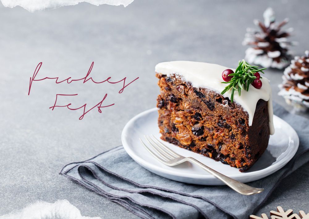Postkarte – Frohes Fest (Torte) – Weihnachten